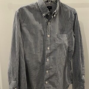 J. Crew Slim Fit Black & White Checkered Long Sleeve Button Down Sz Med
